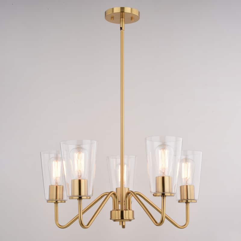 Beverly Chandelier Light Fixture Clear Glass Shade, LED Compatible