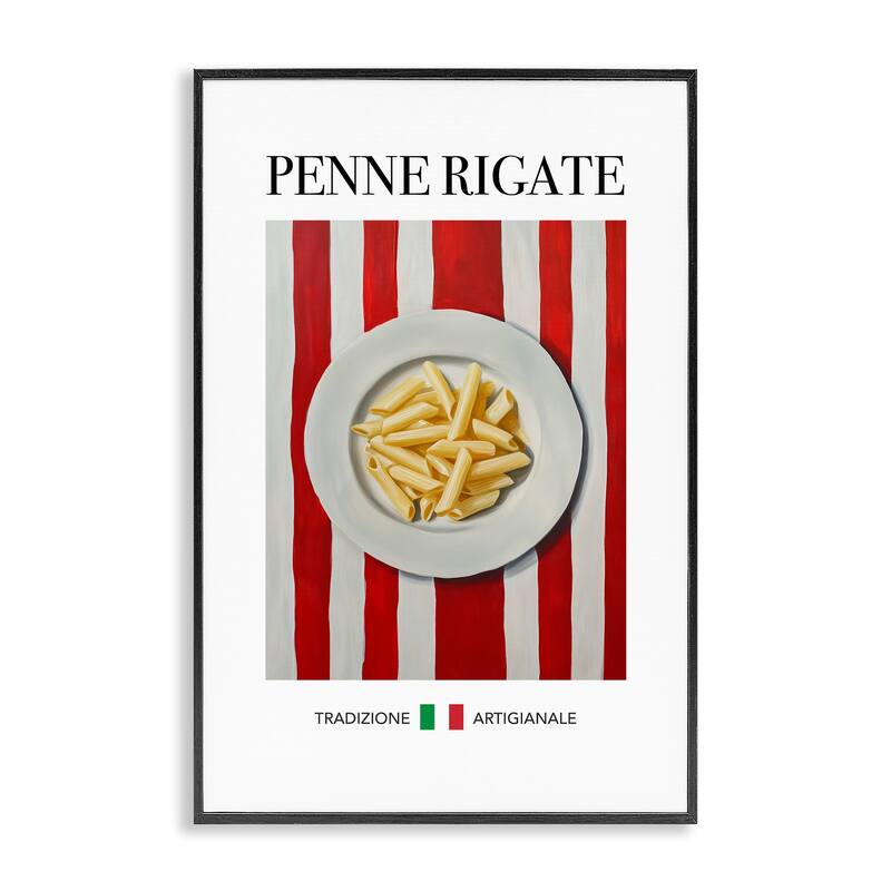 Stupell Traditional Penne Rigate Pasta Framed Giclee Art Design By Andreas Magnusson - 16 x 24 - Black