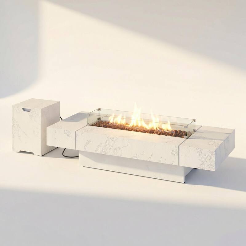 Propane Fire Pit Table Side Tank Storage Outdoor Gas Fire Table with Zinc-Aluminum Top Patio Fire Pit Table