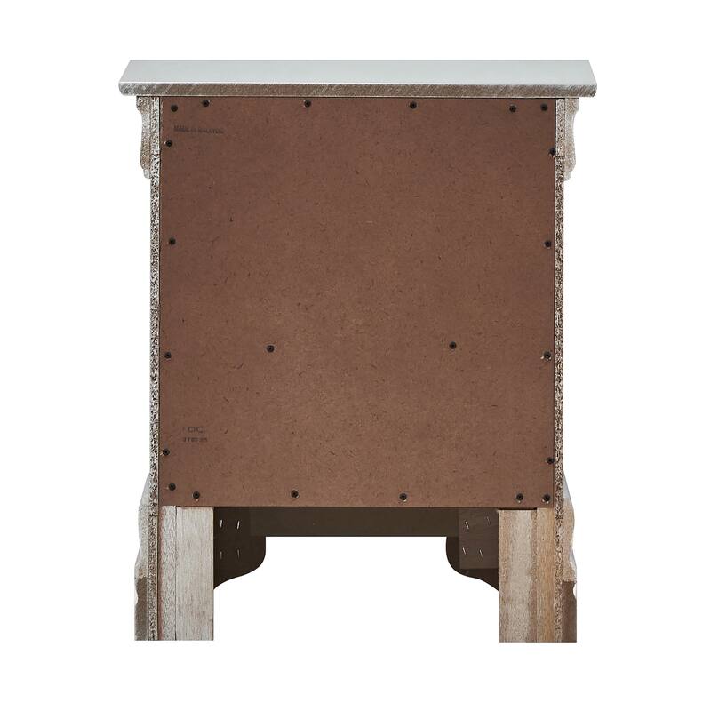 2-Drawer Champagne Nightstand with Dovetail Drawers, 24 Inch Assembled Classic Wooden Bedroom Bedside Table