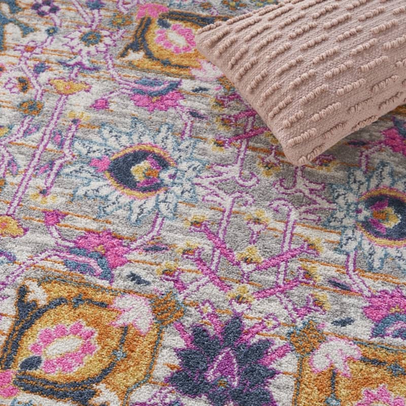 Romin Power Loomed Geometric Floral Area Rug By HomeRoots - 5' Round