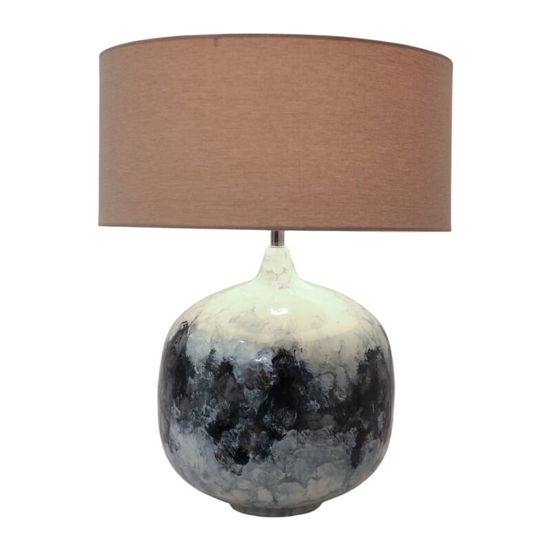 Metal Table Lamp Rounded Base Drum Shade Glam Modern Accent Lighting