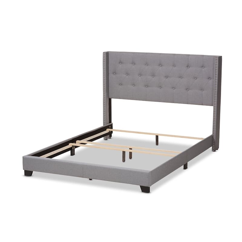 Brady Modern and Contemporary Light Grey Fabric Upholstered Bed