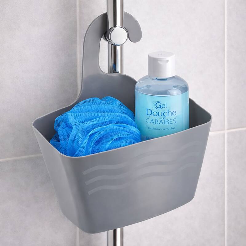 Hanging Shower Caddy Organizer Plastic Basket - 9" L x 3" W x 10" H - Grey