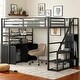 preview thumbnail 18 of 32, Heavy-Duty Loft Bed with Storage Cabinet, Full Size Black