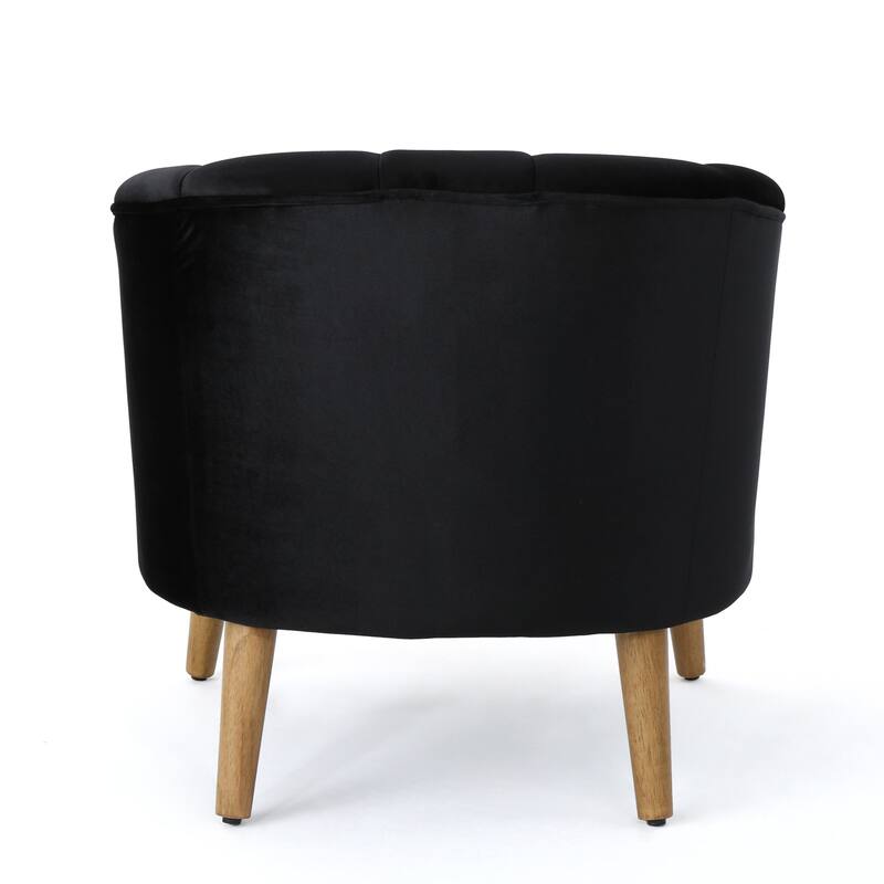 Roomfitters Modern Velvet Accent Chair, Upholstered Barrel Chair with Wooden Legs