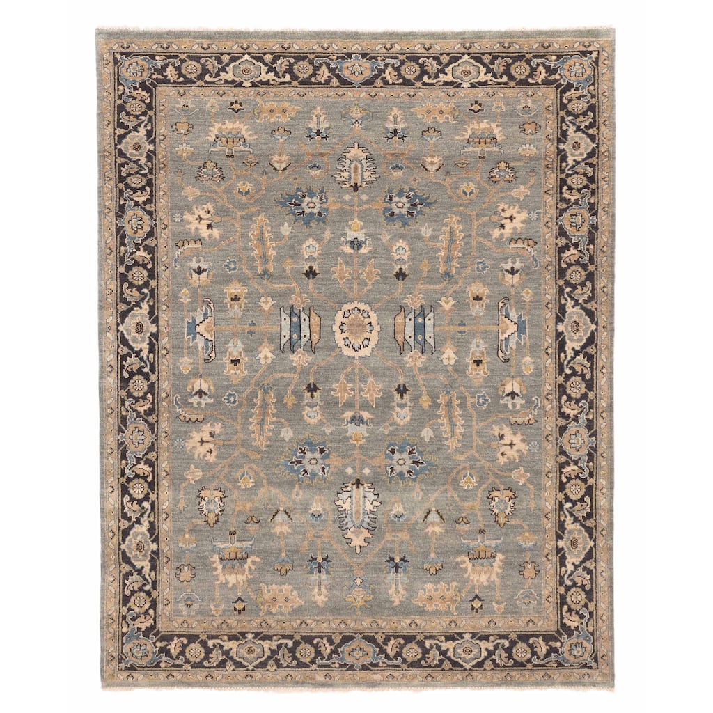 ECARPETGALLERY Hand-knotted Finest Agra Jaipur Teal Wool Rug - 7'8 x 9'8