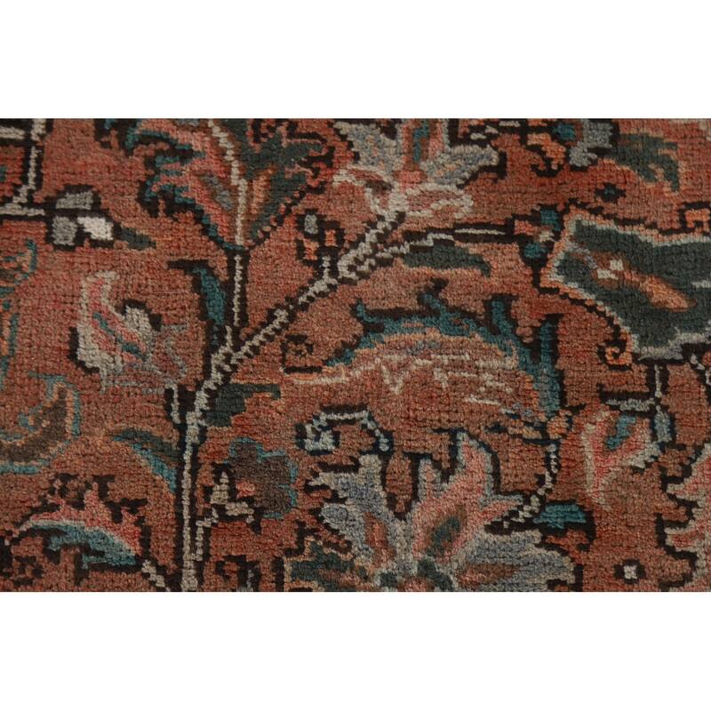 Hand Knotted Oriental 100% Wool Carpet Traditional Floral Red Heriz Area Rug - 10' 0'' X 7' 1''