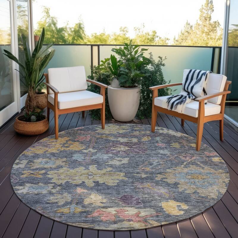 Machine Washable Indoor/ Outdoor Vintage Traditional Chantille Rug