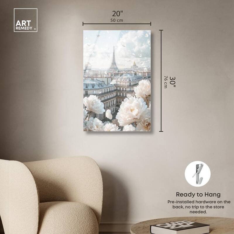 Peonies Over Paris Acrylic by Art Remedy, Ready to Hang