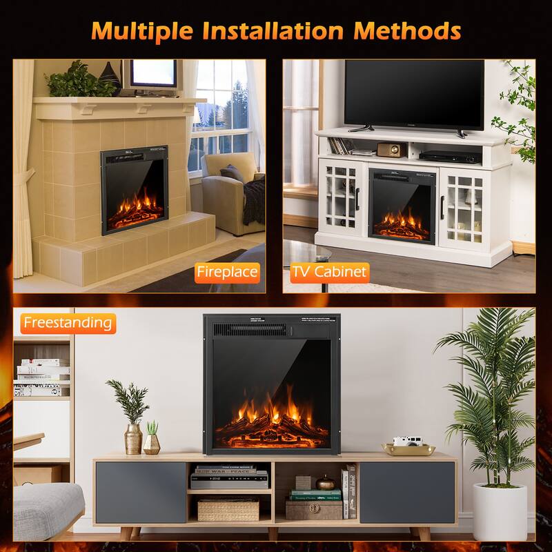 Costway 22.5'' Electric Fireplace Heater Inserts Recessed Ultra Thin - See Details
