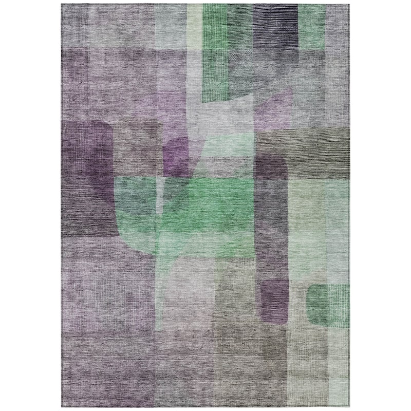Machine Washable Indoor/ Outdoor Contemporary Abstract Chantille Rug
