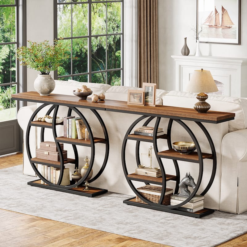 47.24" Entryway Table Wood Accent Tables with Metal Frame