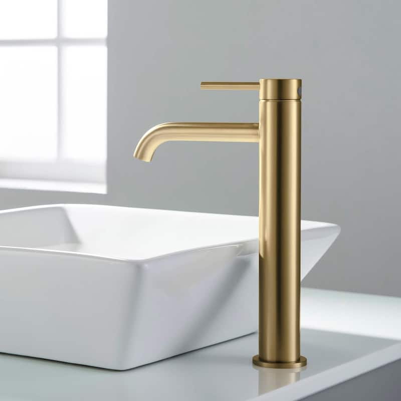 Luxury Solid Brass Single Hole Bathroom Vessel Sink Faucet