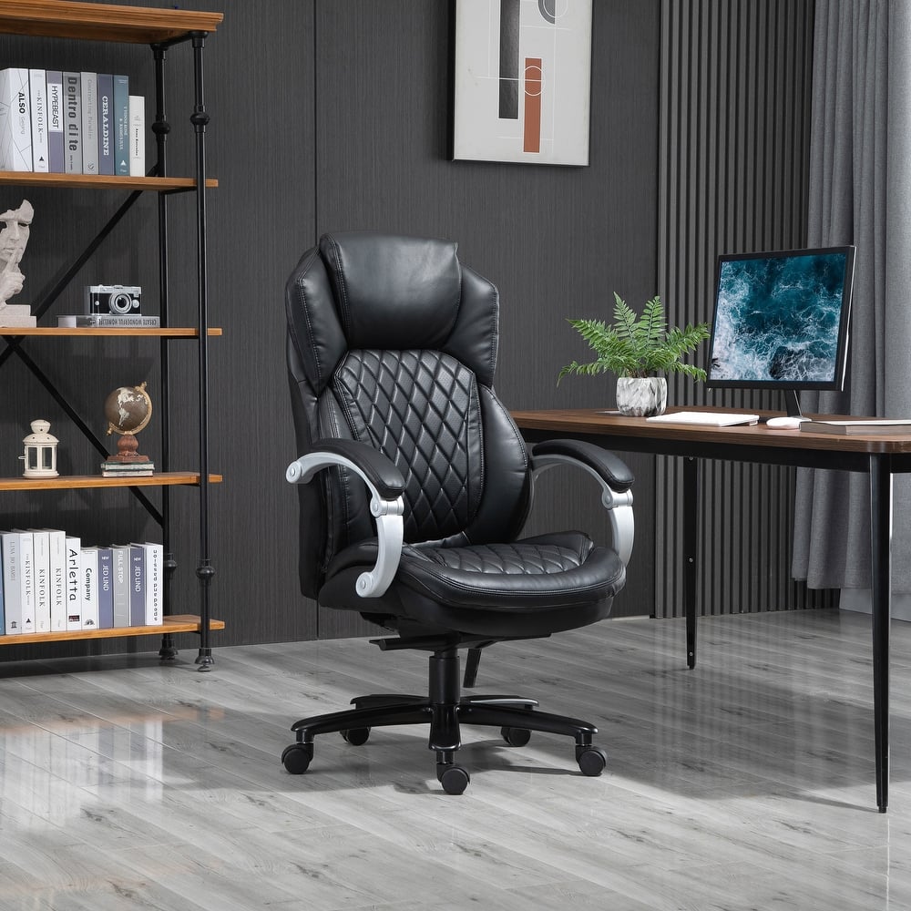 Vinsetto Heavy Duty Office Chair 350lbs Capacity, Mesh & Faux Leather, Rocker Ergonomic, Adjustable Height with Wheels
