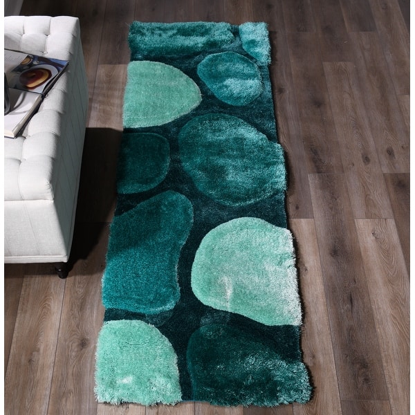 Mateos Shag Blue Stone Contemporary Area Rug - On Sale - Bed Bath ...