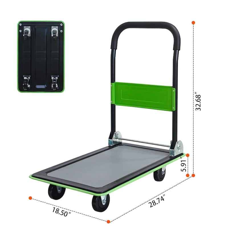 360 Degree Swivel Wheels Foldable Push Hand Cart for Loading and Storage