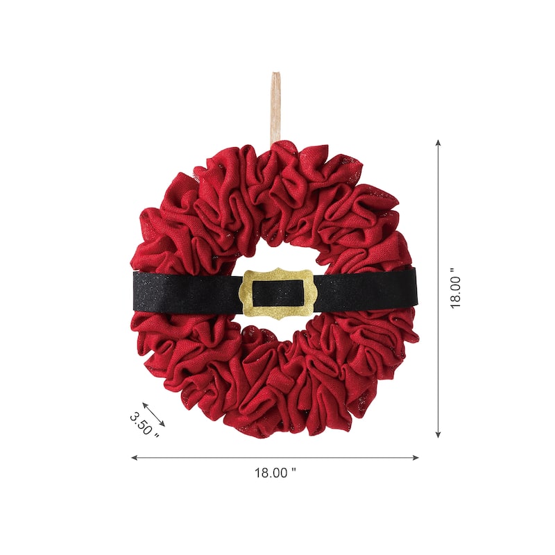 Glitzhome Christmas with Belt Fabric Wreath Front Door Hanging Welcome Decoration