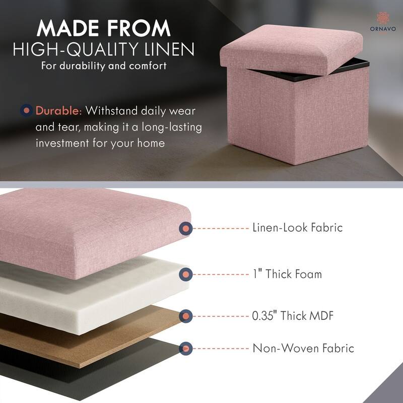 Small Foldable Square Storage Ottoman Cube