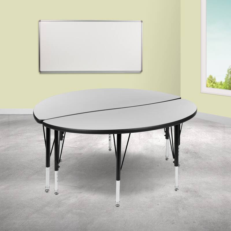 2 Piece 47.5" Circle Flexible Grey Kids Adjustable Activity Table Set - Grey