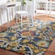 SAFAVIEH, Handmade Marietje Blossom French Country Wool Area Rug - 12' Square - Navy/Multi