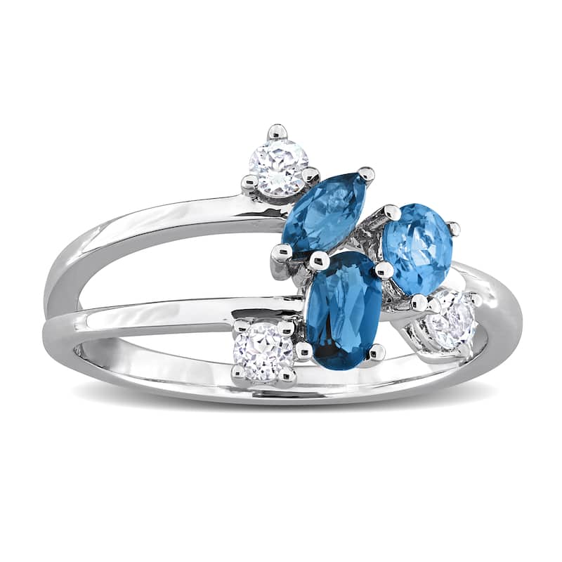 Miadora Multi-Gem Cluster Split Shank Ring Sterling Silver