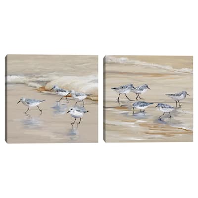 Sandpiper Beach I & II Amber by Studio Arts Canvas Art Prints