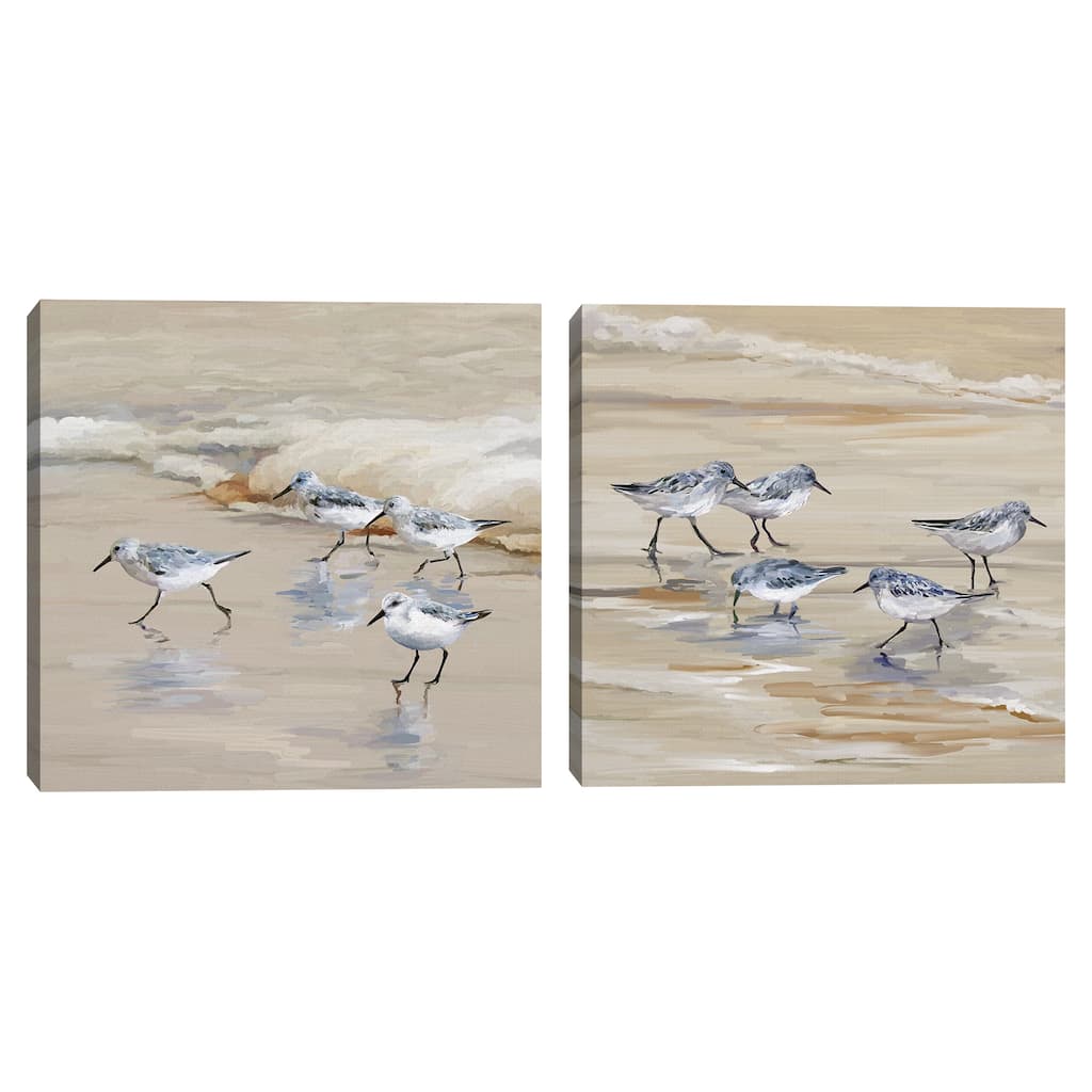 Sandpiper Beach I & II Amber by Studio Arts Canvas Art Prints