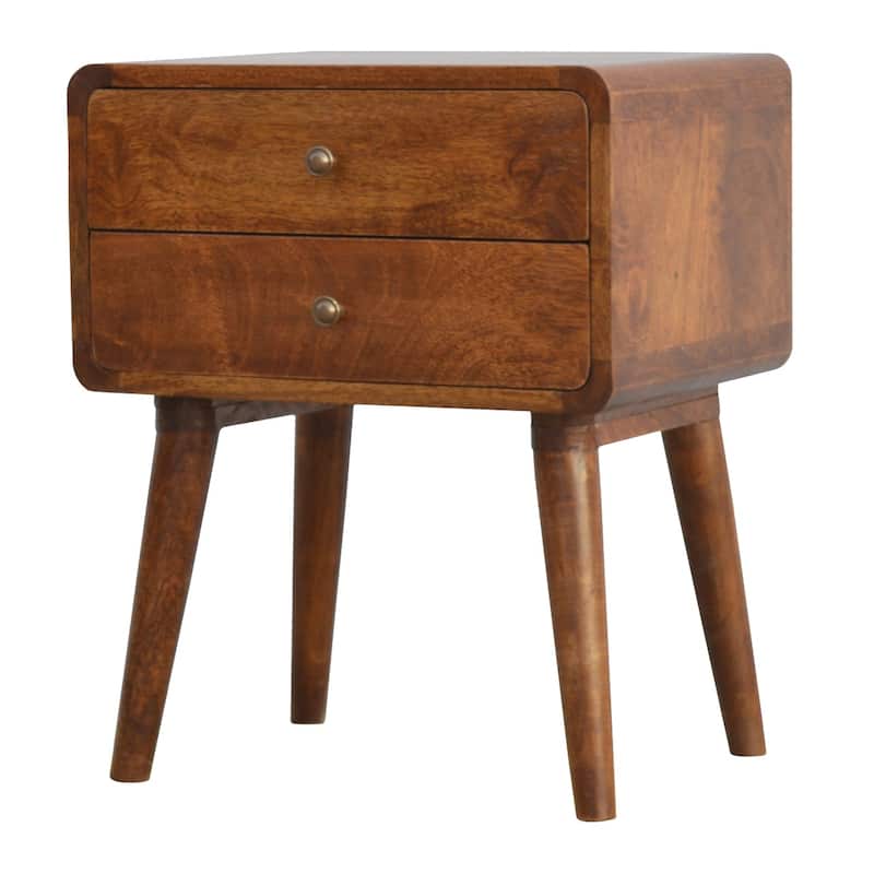 HomeRoots 22" Chestnut Solid Wood Two Drawer Nightstand