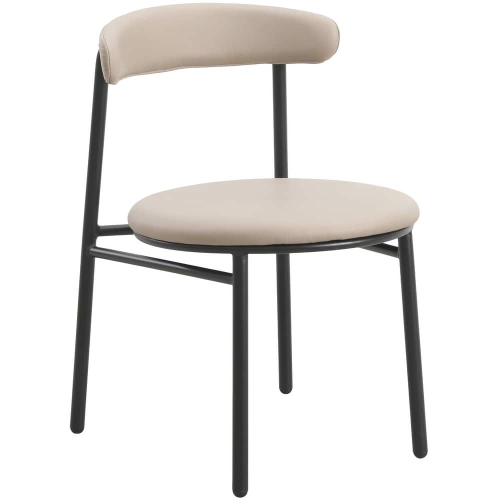 Lume Modern Fabric Upholstered Curved Open Backrest Accent Dining Chair with Black Metal Legs for Living or Dining Room