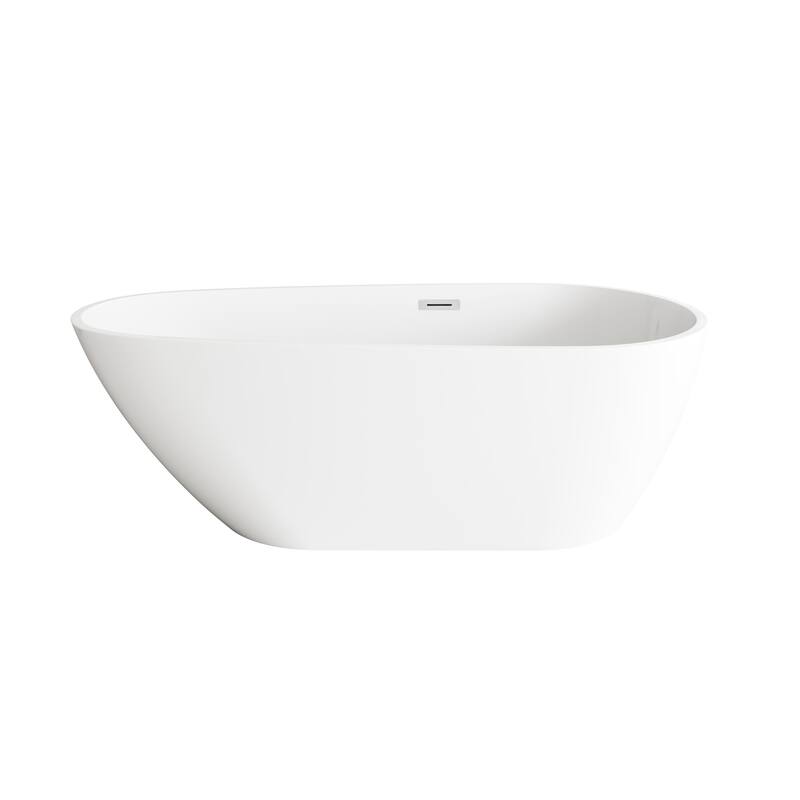 Hillary Bathtub in Glossy White - Glossy White with Chrome Trim - 67"