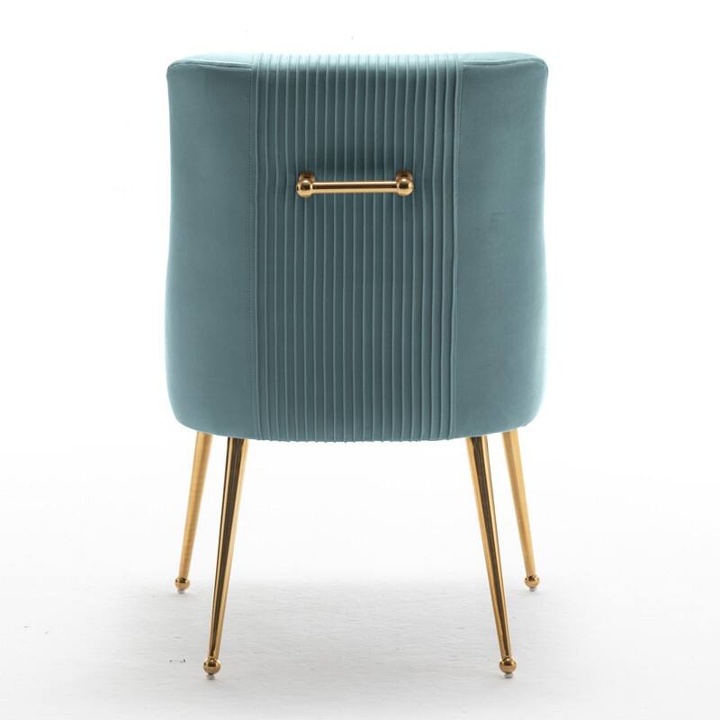 SEYNAR Modern Glam Boucle Pleated Velvet Dining Chair or Vanity Chair Set of 4 with Rear Handle