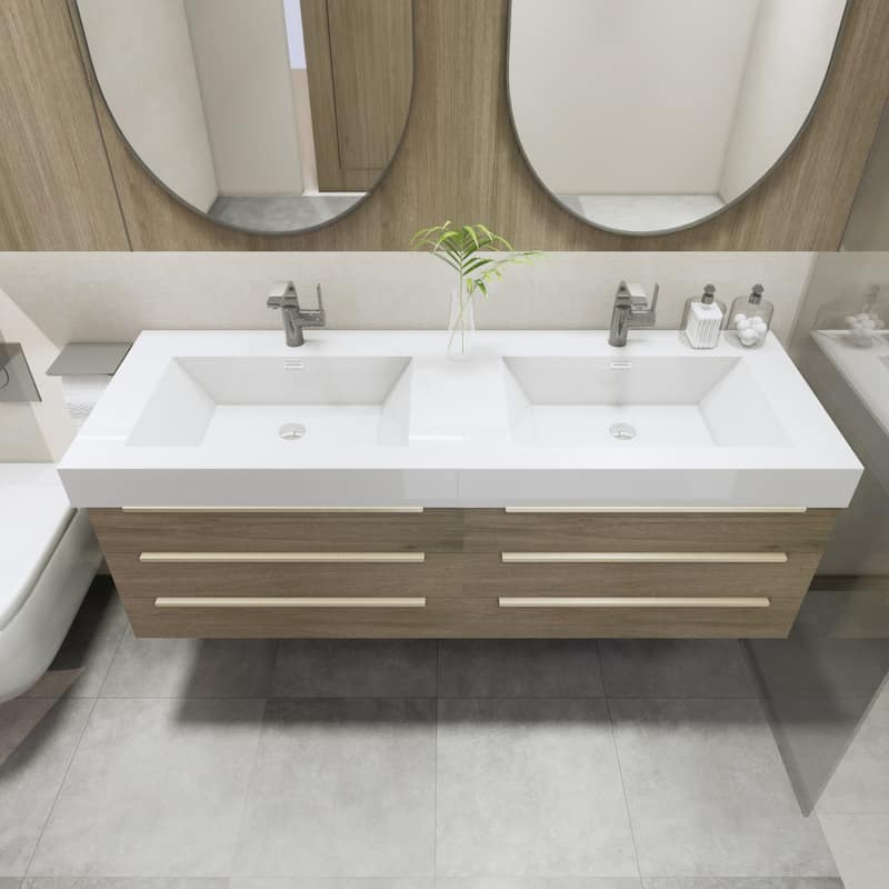 Noble 60" Floating Vanity with Reinforced Acrylic Double Sink