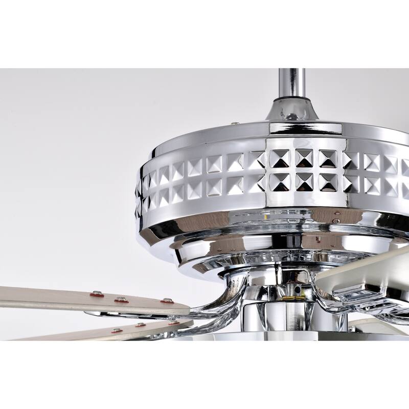 Alora 52 Inch Chrome Polished Finish Glam-Modern Style Crystal Ceiling Fan with Remote