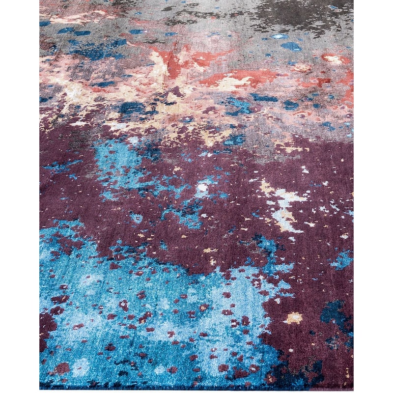 Ikat One-of-a-Kind Hand-Knotted Area Rug, Blue - 8' 2" x 10' 2"