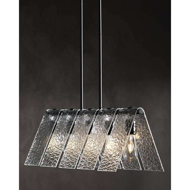 Livabliss Vitracis Modern Chandelier - 38"L x 10"W x 13"H - Black/Black
