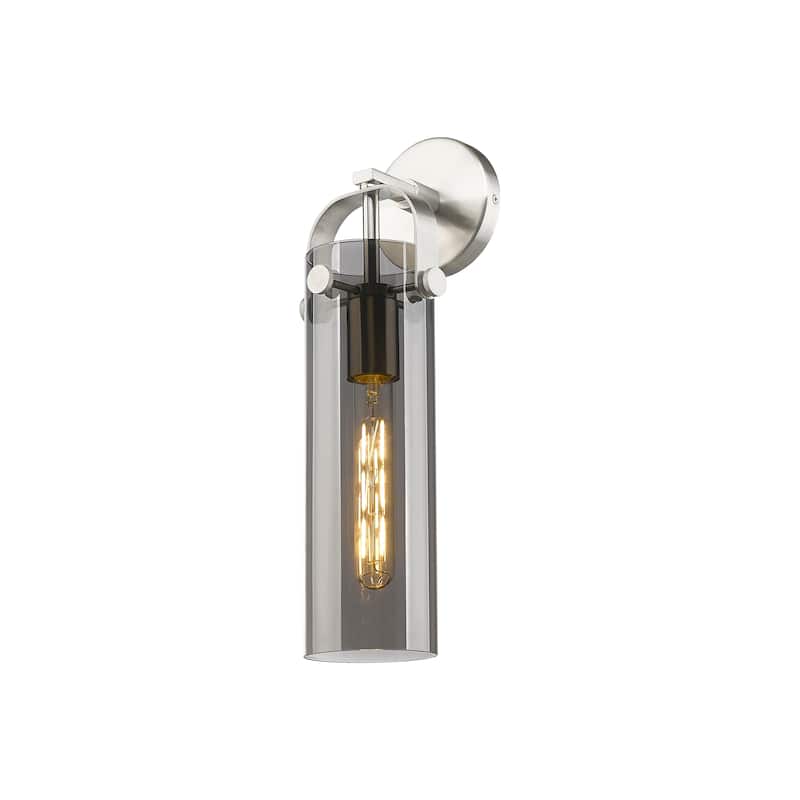 Innovations Lighting Pilaster - 1 Light 4" Wall-Mounted Sconce - Satin Nickel/Plated Smoke