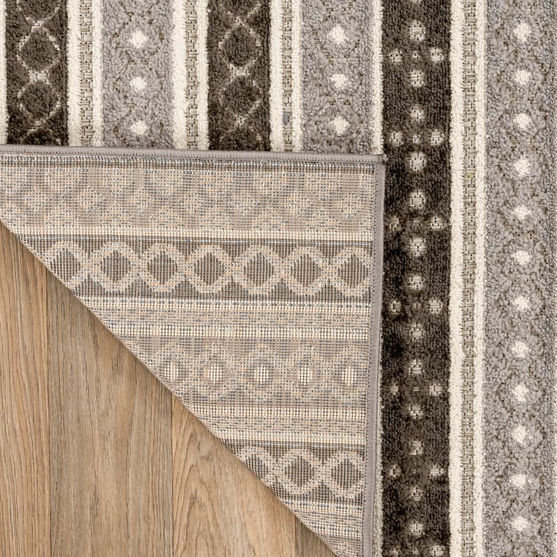 World Rug Gallery Contemporary Geometric Stripe Indoor/Outdoor Area Rug