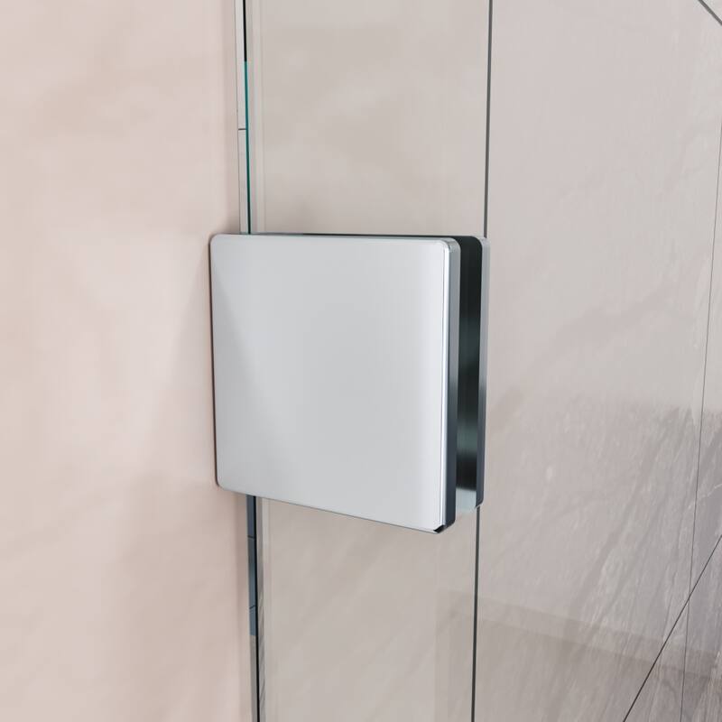 Elegant Frameless Pivot Hinged Fixed Bathtub Panel 5/16" Clear Tempered Glass Door Rotated 90° Shower Door for Bathtub