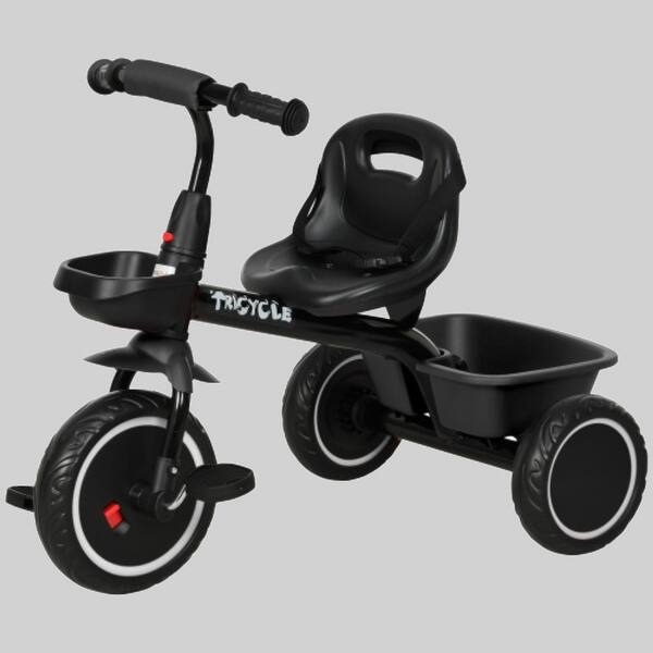 slide 1 of 1, Toddler Trike for Kids 2-5 Years Old with Adjustable Seat, Puncture-Resistant Wheels & Safety Belt Black