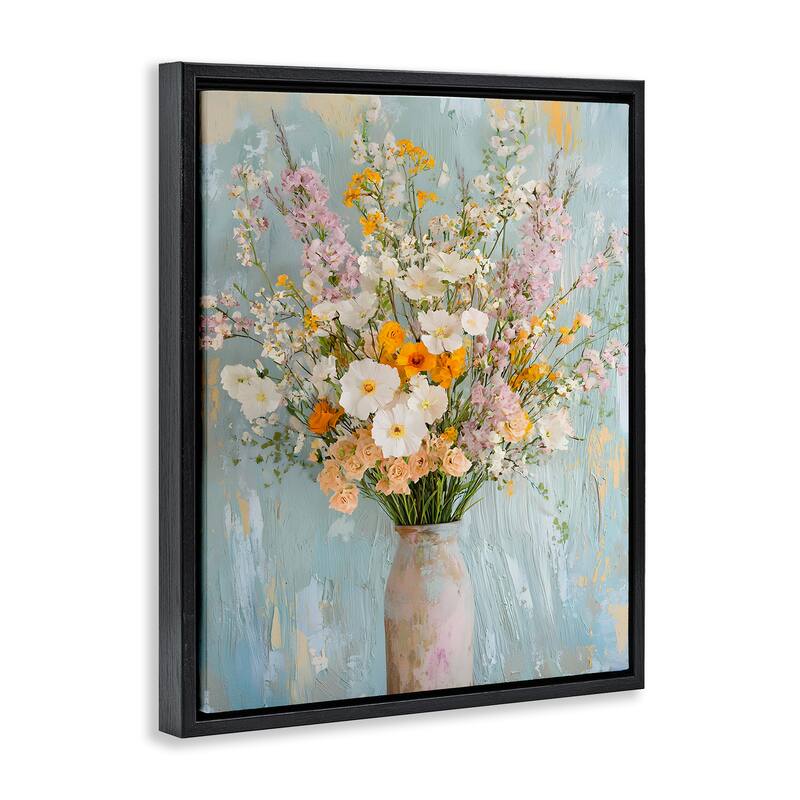 Stupell Orange & White Flower Arrangement Framed Floater Canvas Wall Art Design By Franklyn Gregory