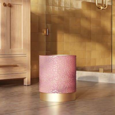 Laura Glam Indoor Metal Waste Basket With Gold Base