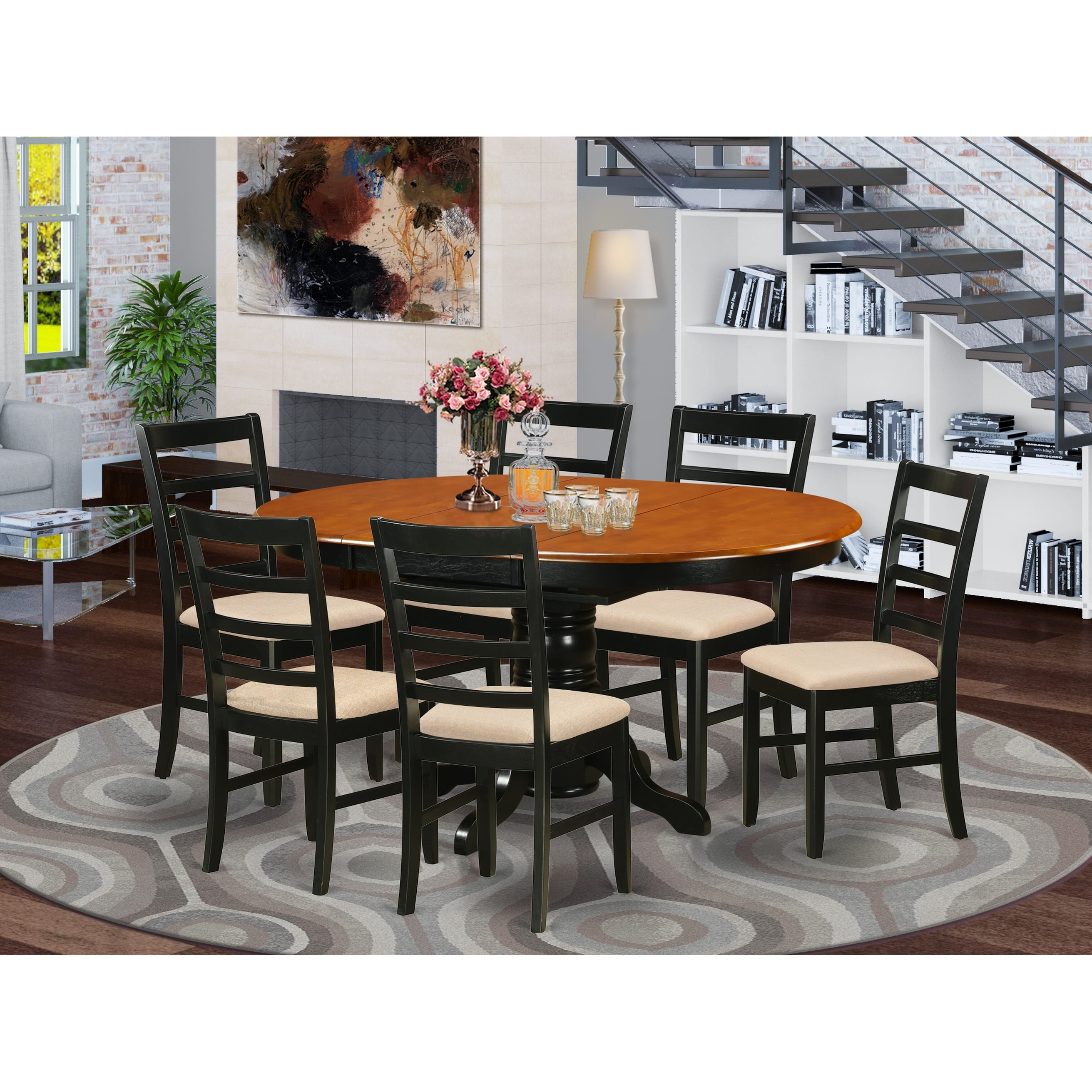 Black oval dining table set deals