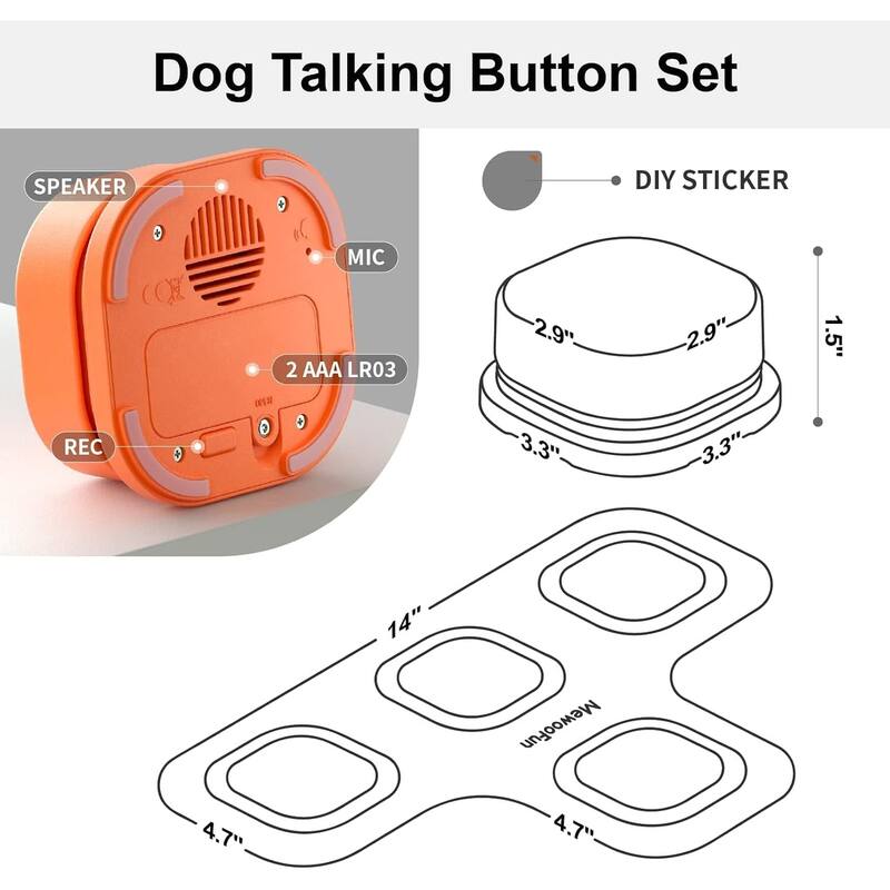 Dog Button Set for Training with Mats and Stickers (4Pack) Bed Bath