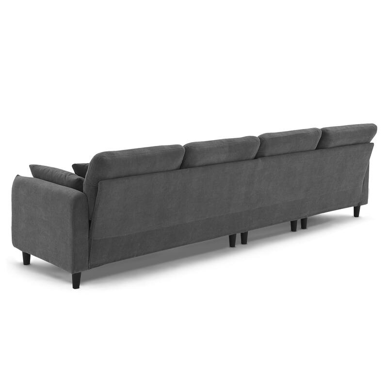 Convertible Sectional Sofa,L-Shaped Reversible Couch Set With Free Pillows,5 Seat Cloud Chenille Indoor Furniture With Ottoman
