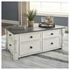 preview thumbnail 1 of 5, Signature Design by Ashley Havalance Storage Lift-top Coffee Table - 46"W x 26"D x 20"H No - 25 - 36 in - 46"W x 26"D x 20"H - Rectangular - Casters/Drawers/Lift Top - Legs - White/Gray - overstock.com/bedbathandbeyond.com - Farmhouse - Wood/Manufactured Wood - Veneer/MDF - Pine/Veneer/MDF - Top Deals - 37 - 48 in - Rustic - 13 - 24 in - Tru