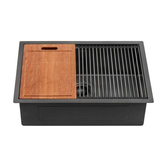 Ruvati 27 inch Gunmetal Black Stainless Steel Workstation Undermount Kitchen Sink Single Bowl - 27" x 19" - 27" x 19"