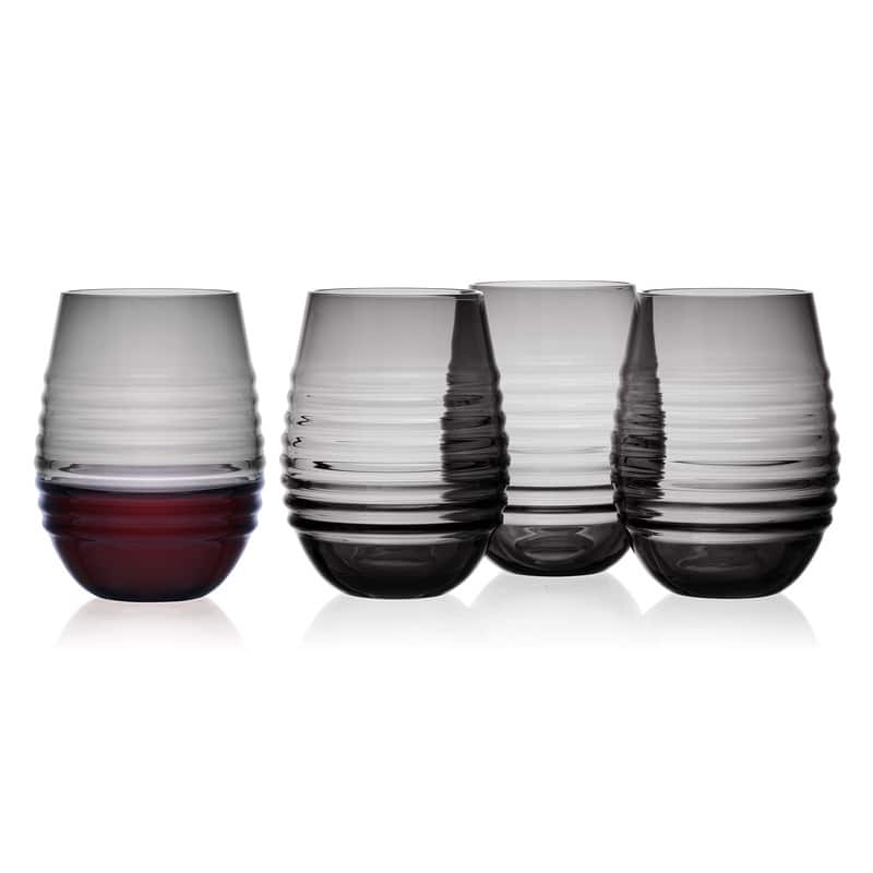 Mikasa Set of 4 Ciara Stemless Wine Glasses, 18 Oz, Smoke