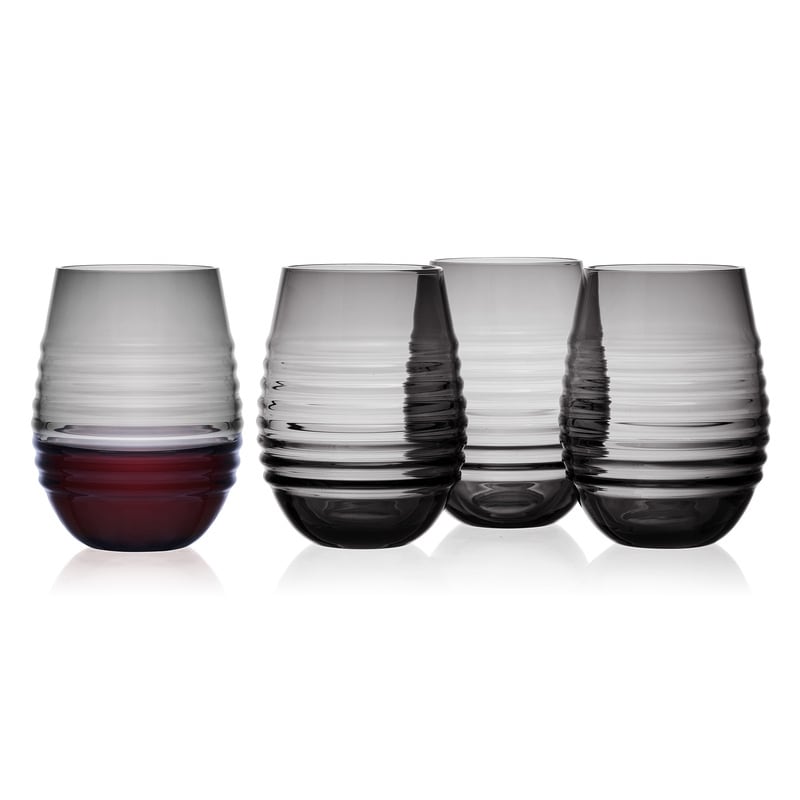Mikasa Set of 4 Ciara Stemless Wine Glasses, 18 Oz, Smoke