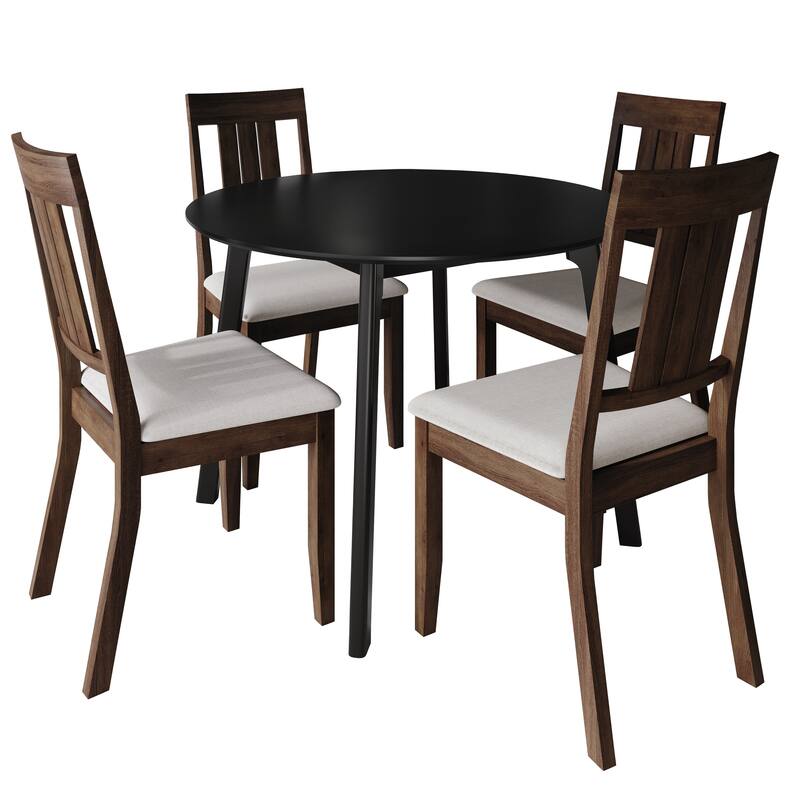 CraftPorch Classic 4-Piece Chair and Round Table Wooden Dining Set